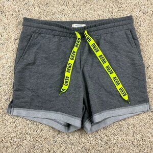 Aeropostale Sport Women’s Jogger Sweat Shorts Gray w Yellow Drawstring Medium